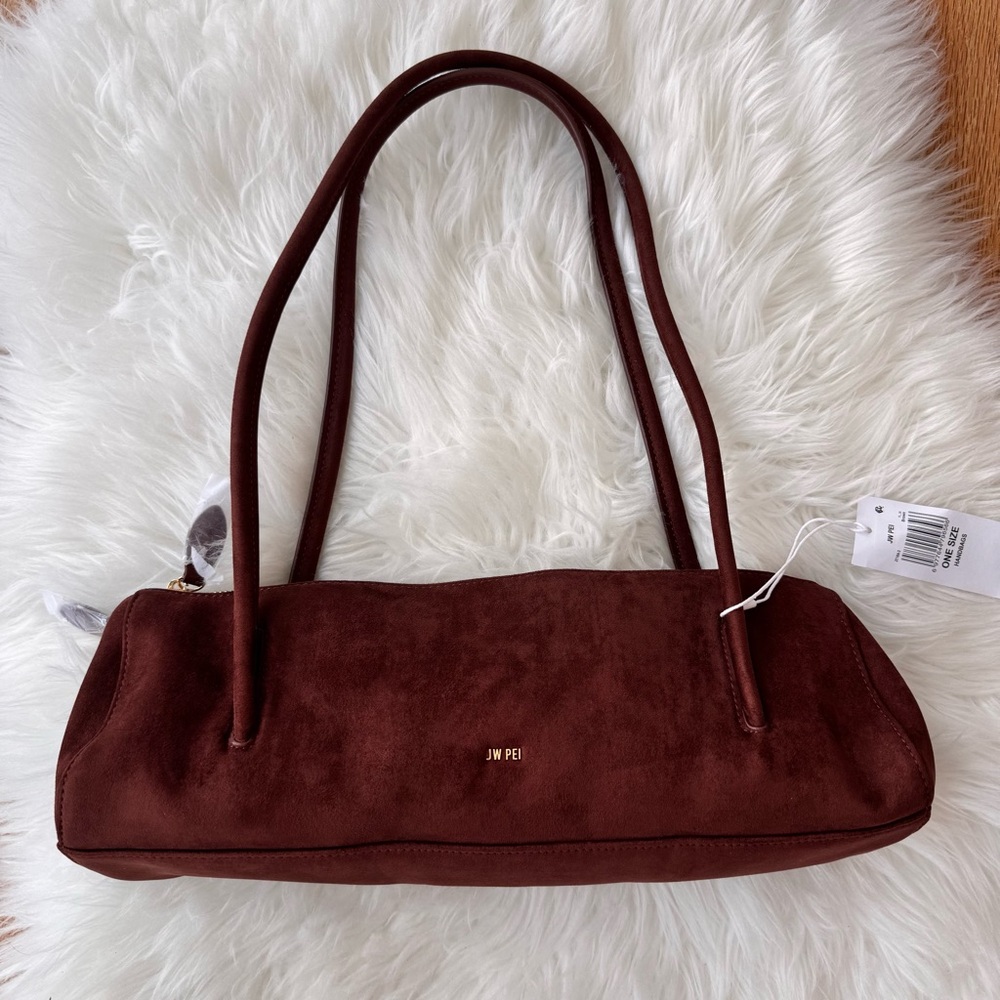 JW PEI Nova Baguette Shoulder Bag Brown Faux Suede NWT - Picture 2 of 14